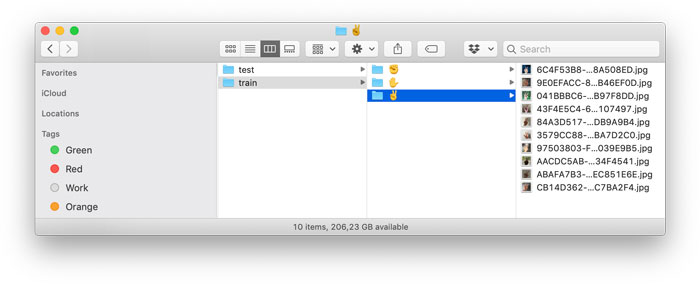 The dataset folder in Finder